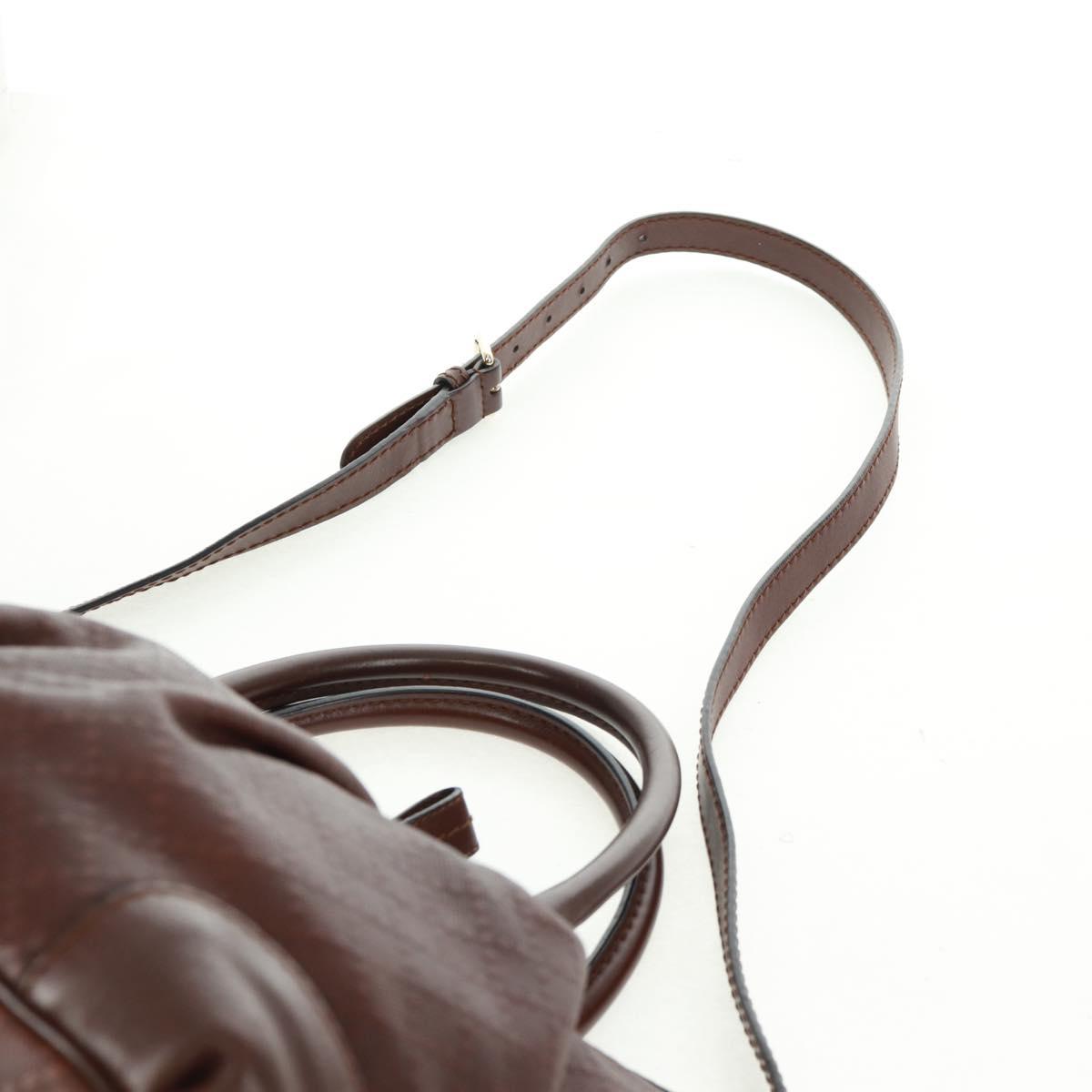 GUCCI Diamante Hand Bag Leather 2way Brown Gold 247902 Auth 170133V