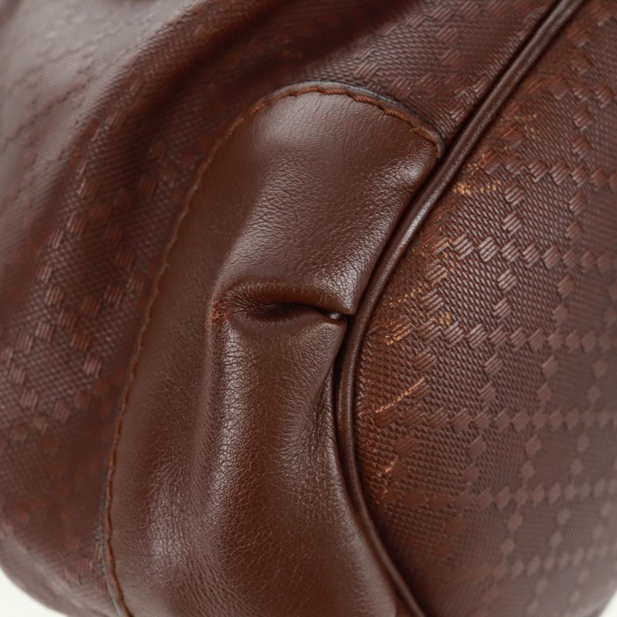 GUCCI Diamante Hand Bag Leather 2way Brown Gold 247902 Auth 170133V