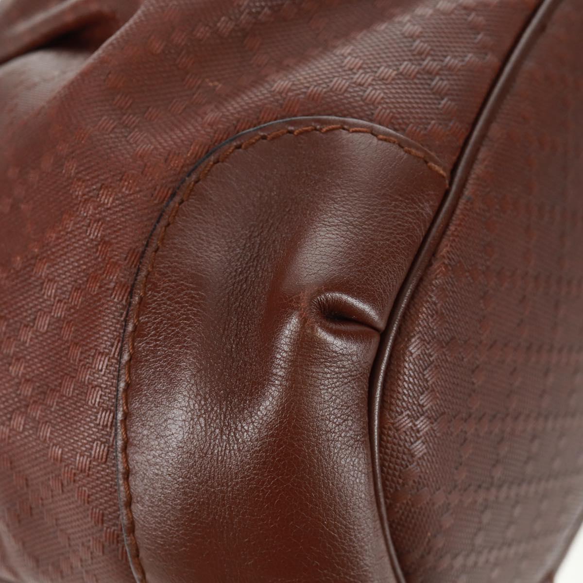 GUCCI Diamante Hand Bag Leather 2way Brown Gold 247902 Auth 170133V