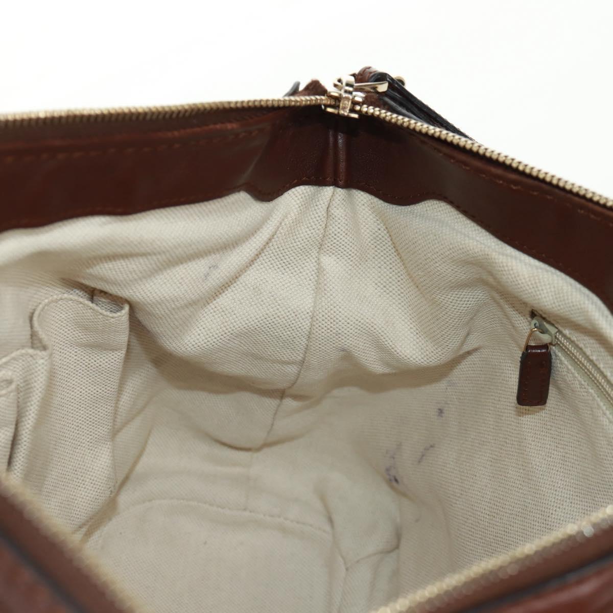 GUCCI Diamante Hand Bag Leather 2way Brown Gold 247902 Auth 170133V