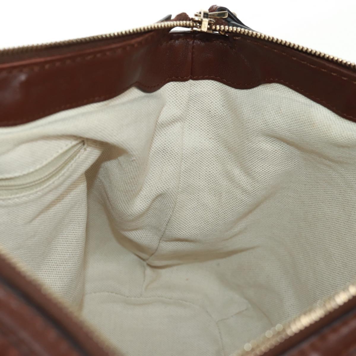 GUCCI Diamante Hand Bag Leather 2way Brown Gold 247902 Auth 170133V