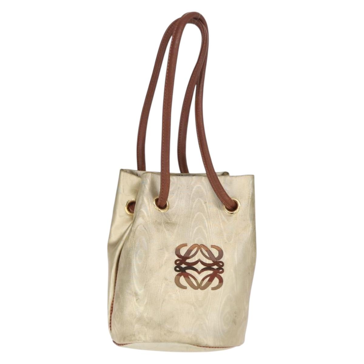 LOEWE Anagram Shoulder Bag Leather Gold Auth 170134