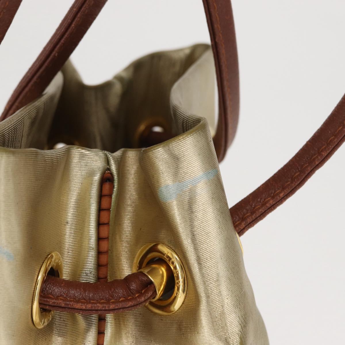 LOEWE Anagram Shoulder Bag Leather Gold Auth 170134