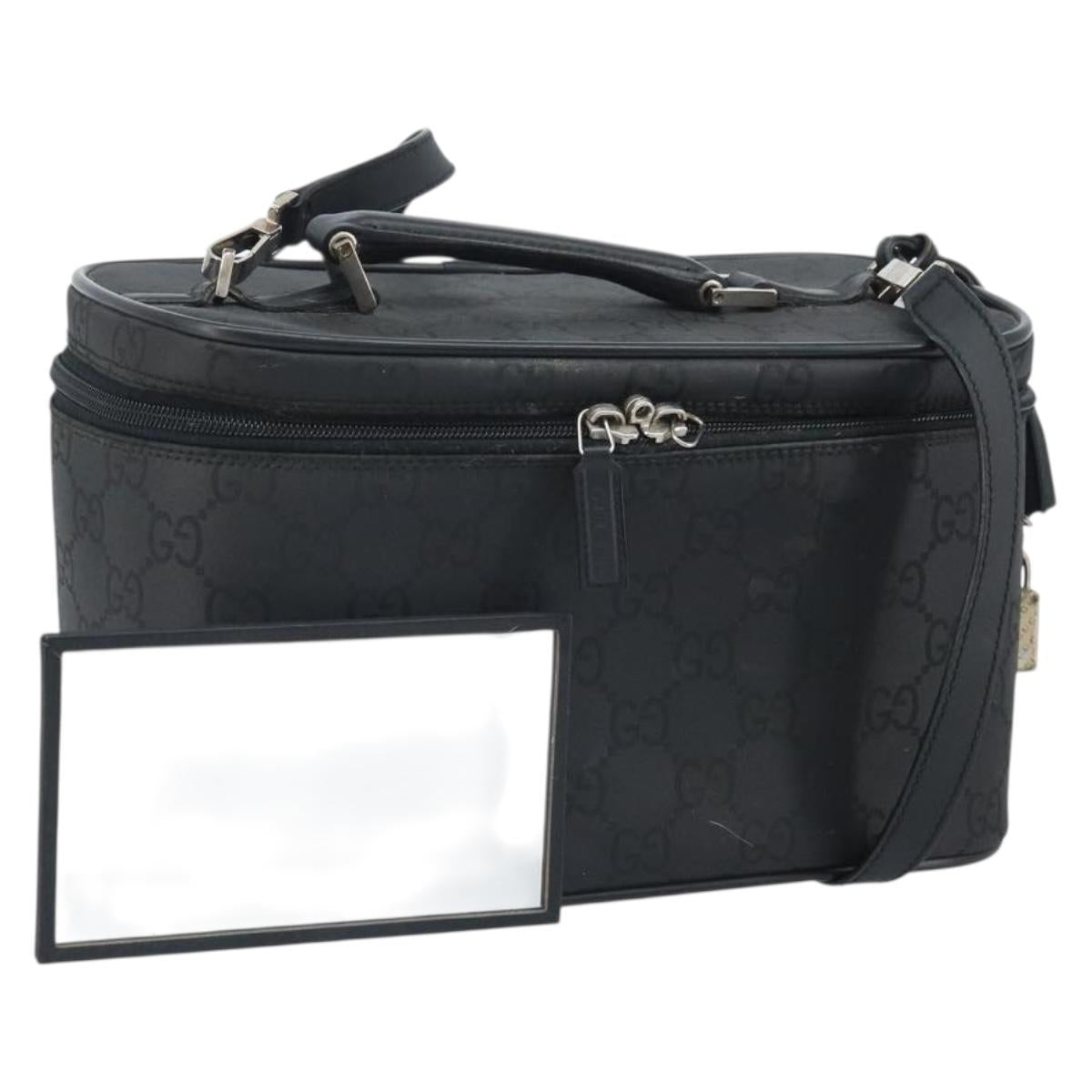 GUCCI GG Canvas Hand Bag 2way Black Silver 013 0081 Auth 170244