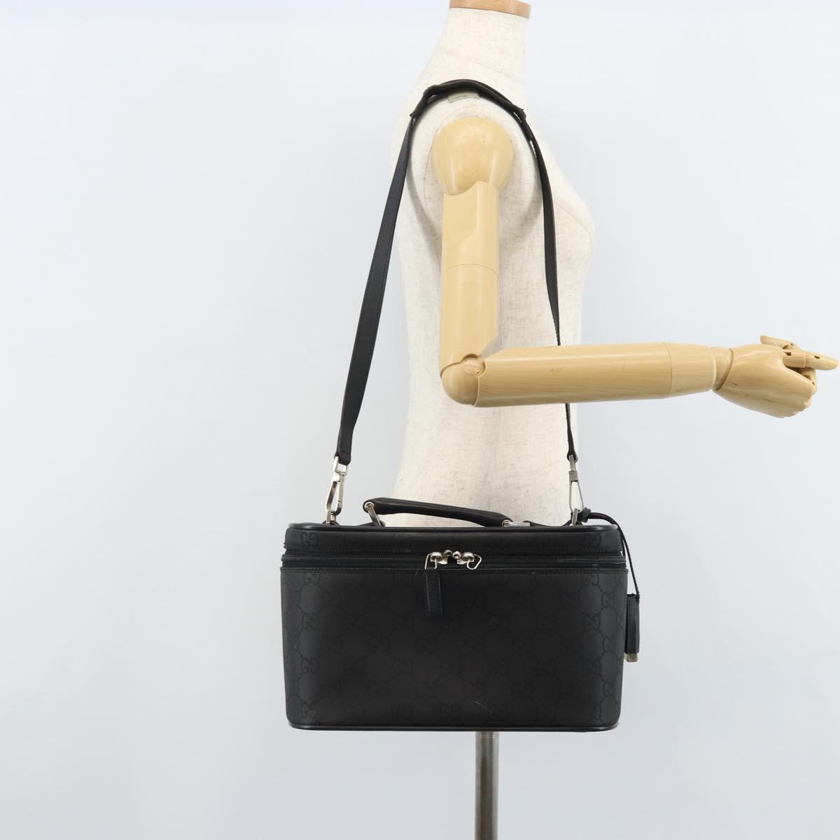 GUCCI GG Canvas Hand Bag 2way Black Silver 013 0081 Auth 170244