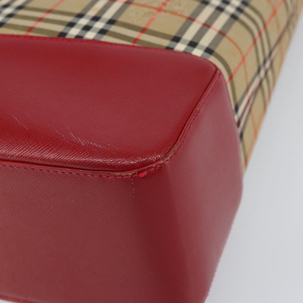 BURBERRY Nova Check Tote Bag Canvas Beige Gold Auth 170246