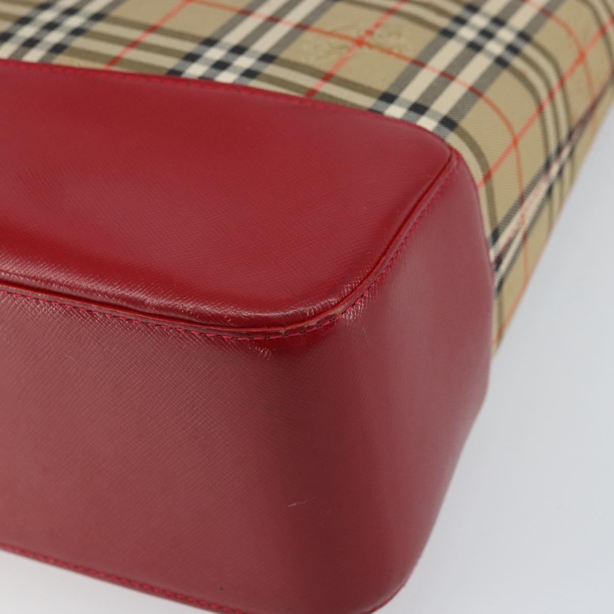 BURBERRY Nova Check Tote Bag Canvas Beige Gold Auth 170246