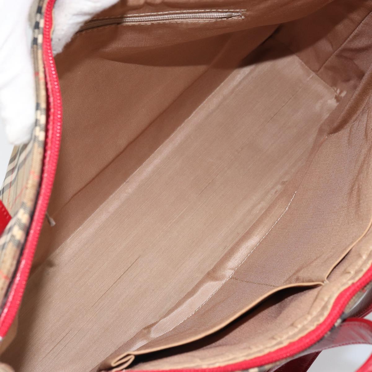 BURBERRY Nova Check Tote Bag Canvas Beige Gold Auth 170246