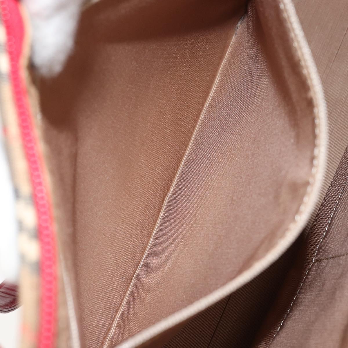 BURBERRY Nova Check Tote Bag Canvas Beige Gold Auth 170246