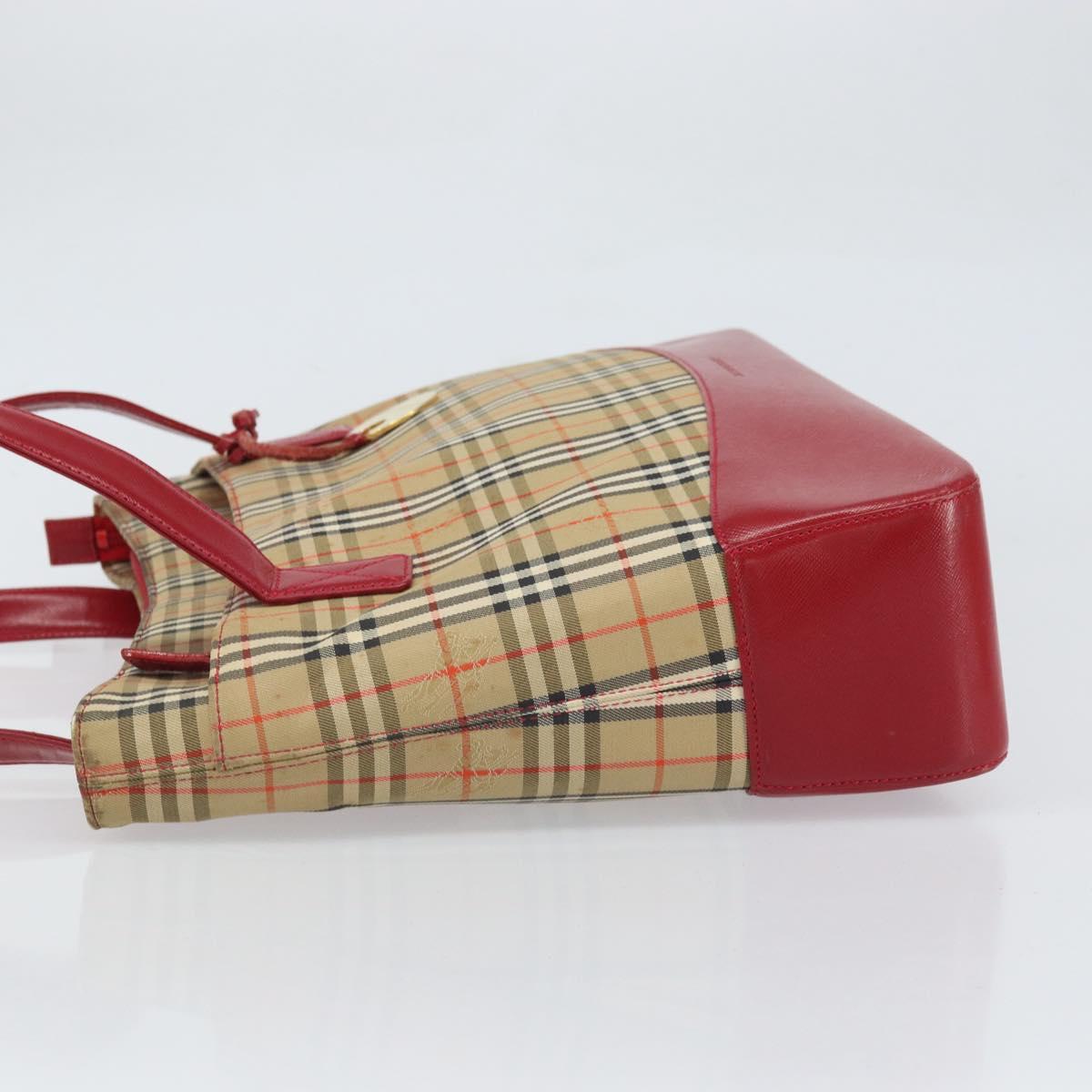 BURBERRY Nova Check Tote Bag Canvas Beige Gold Auth 170246