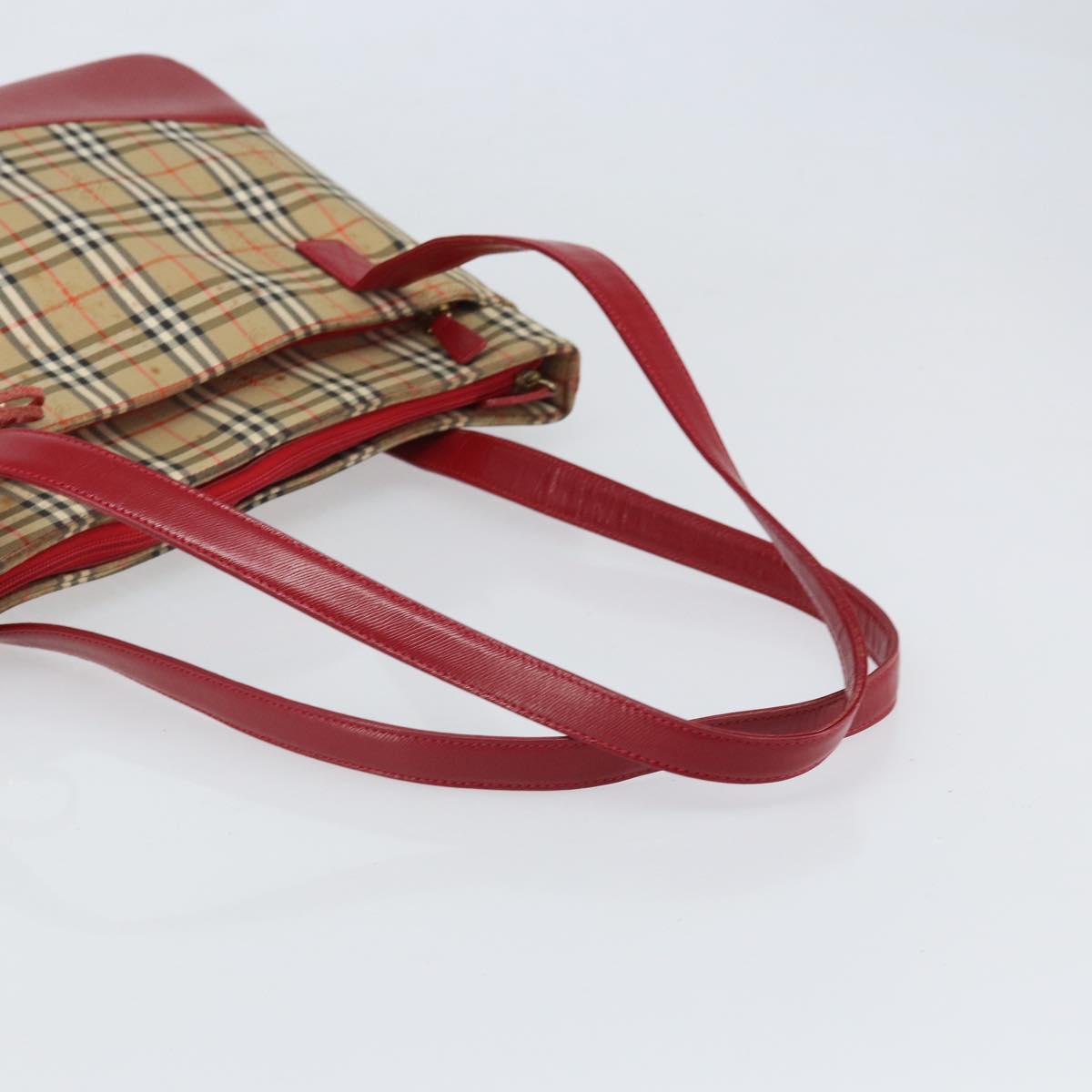 BURBERRY Nova Check Tote Bag Canvas Beige Gold Auth 170246