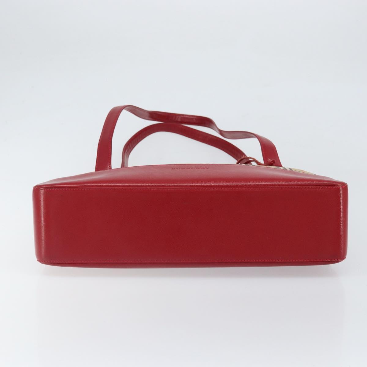 BURBERRY Nova Check Tote Bag Canvas Beige Gold Auth 170246