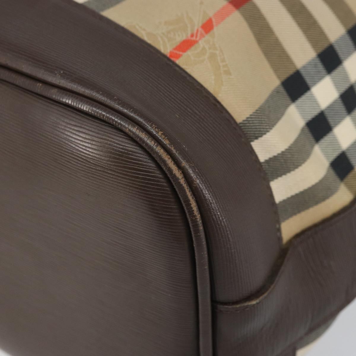 Burberrys Nova Check Shoulder Bag Canvas Beige Gold Auth 170252