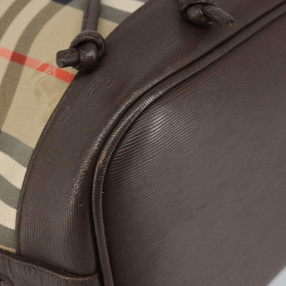 Burberrys Nova Check Shoulder Bag Canvas Beige Gold Auth 170252