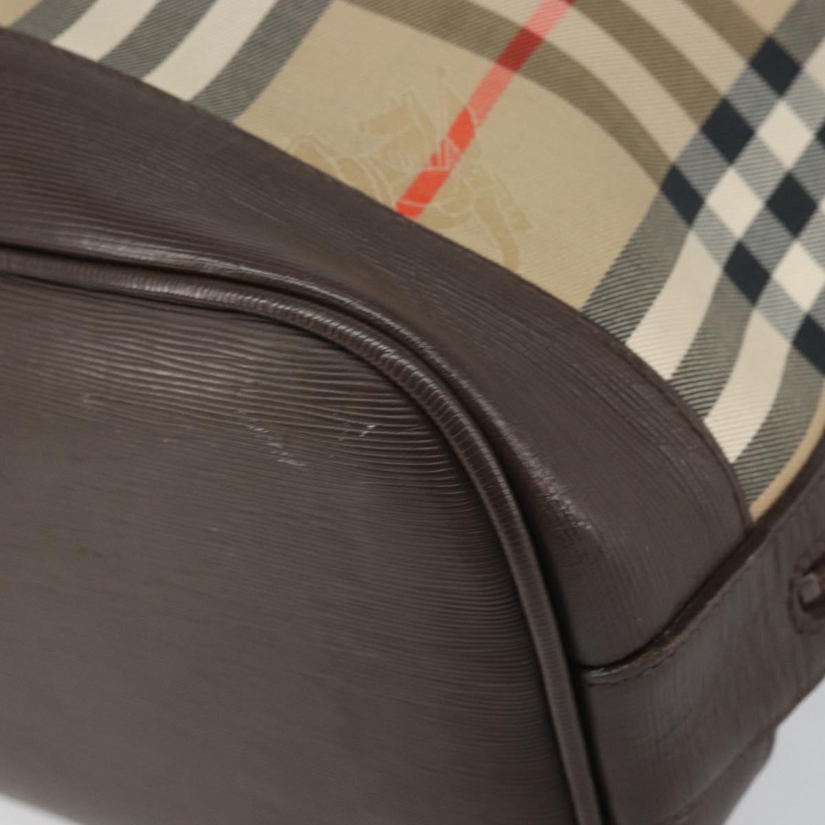 Burberrys Nova Check Shoulder Bag Canvas Beige Gold Auth 170252