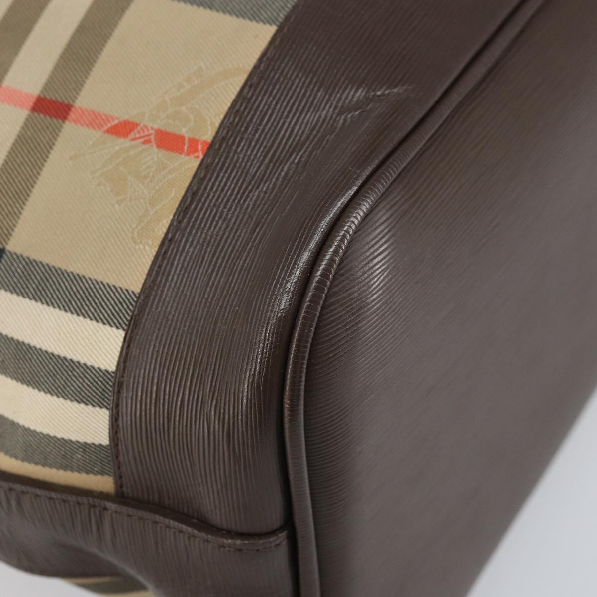 Burberrys Nova Check Shoulder Bag Canvas Beige Gold Auth 170252