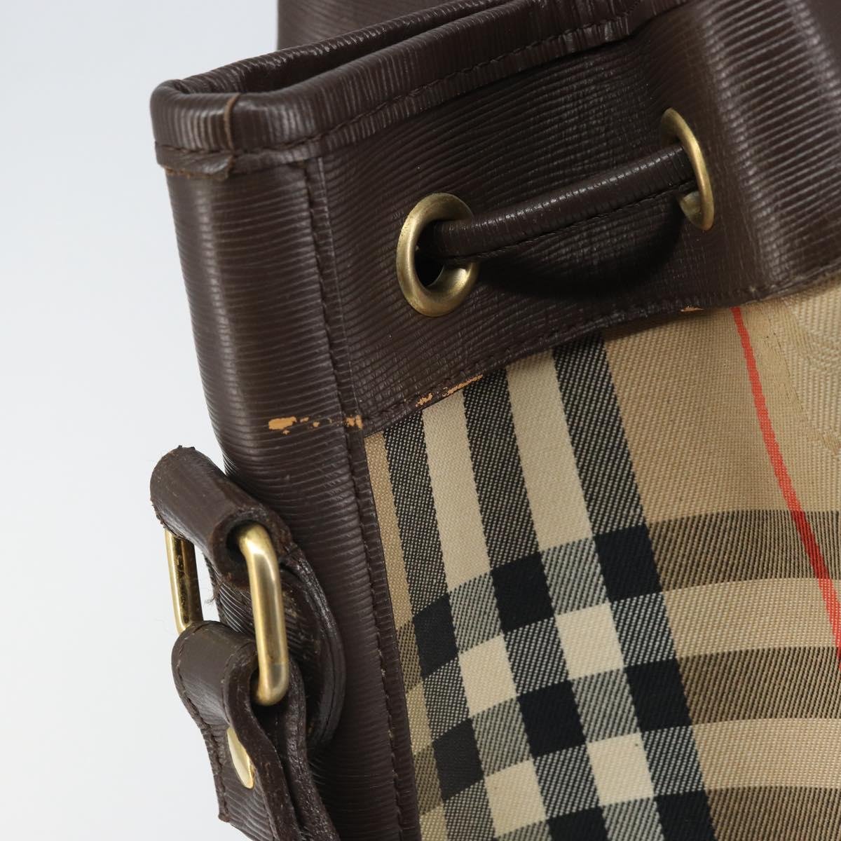 Burberrys Nova Check Shoulder Bag Canvas Beige Gold Auth 170252