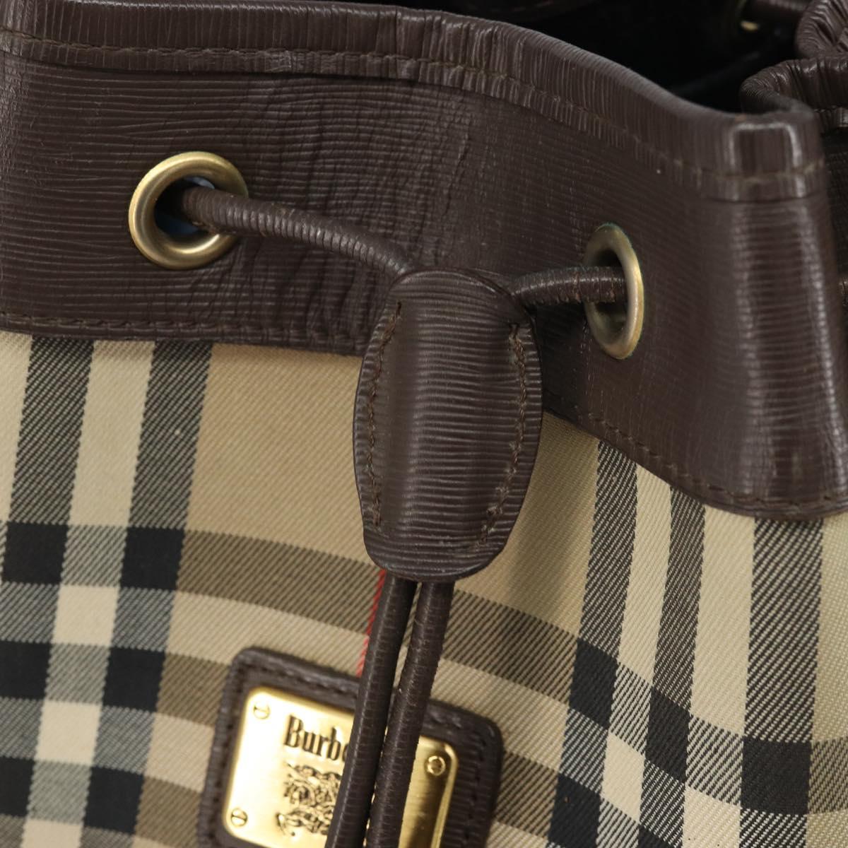 Burberrys Nova Check Shoulder Bag Canvas Beige Gold Auth 170252