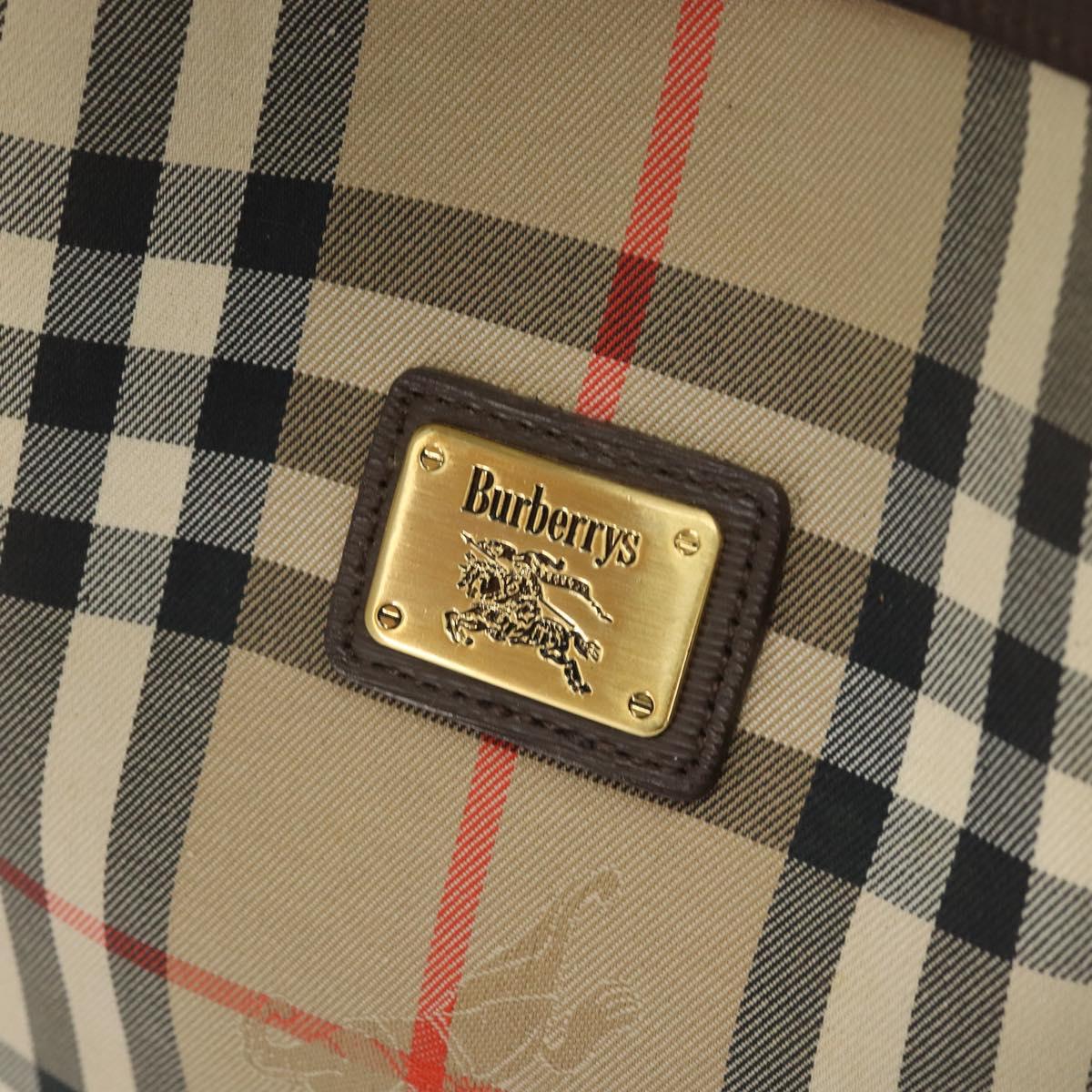 Burberrys Nova Check Shoulder Bag Canvas Beige Gold Auth 170252