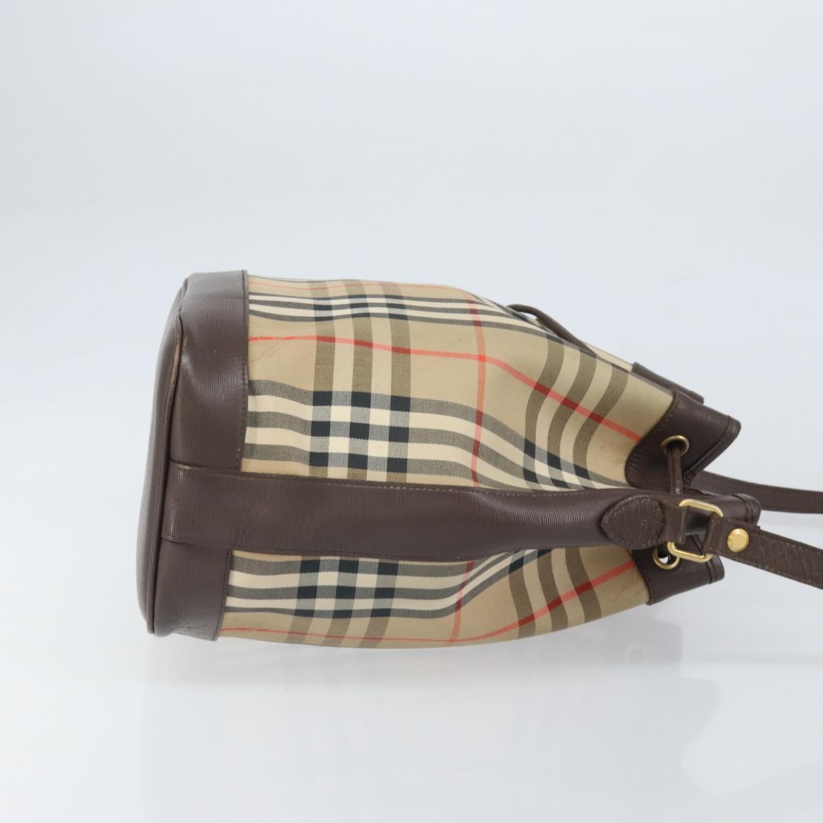 Burberrys Nova Check Shoulder Bag Canvas Beige Gold Auth 170252