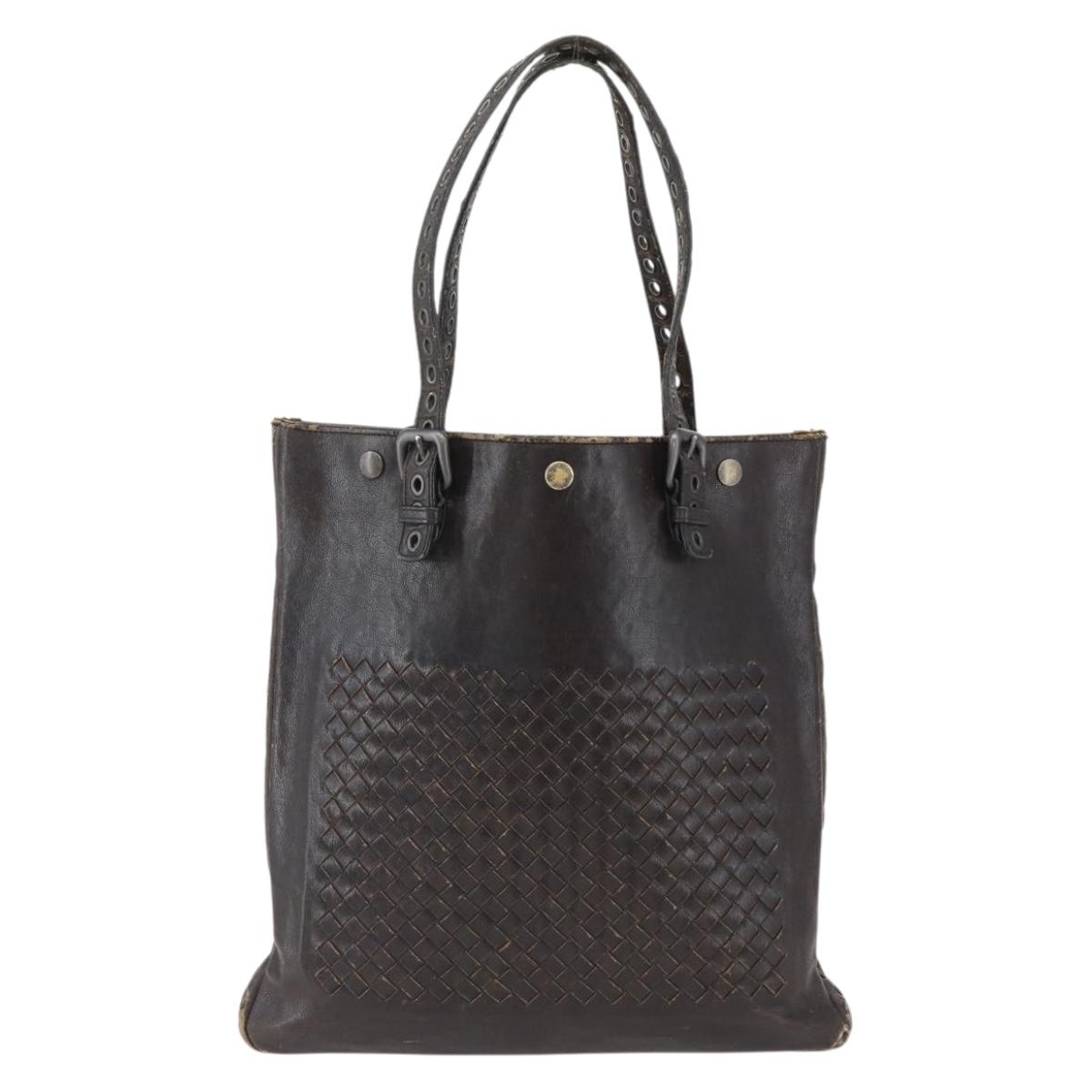 BOTTEGA VENETA INTRECCIATO Tote Bag Leather Brown Auth 170253
