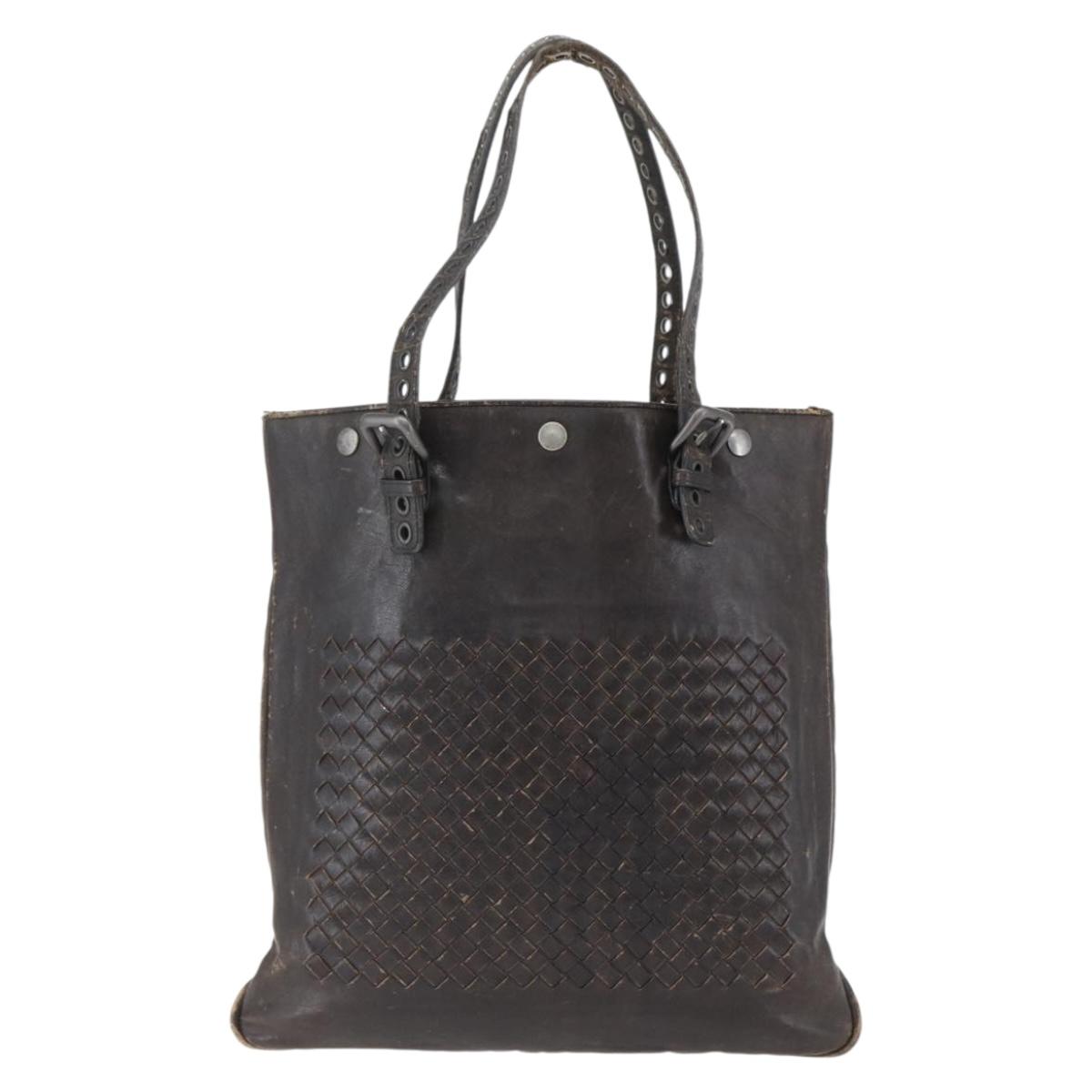 BOTTEGA VENETA INTRECCIATO Tote Bag Leather Brown Auth 170253