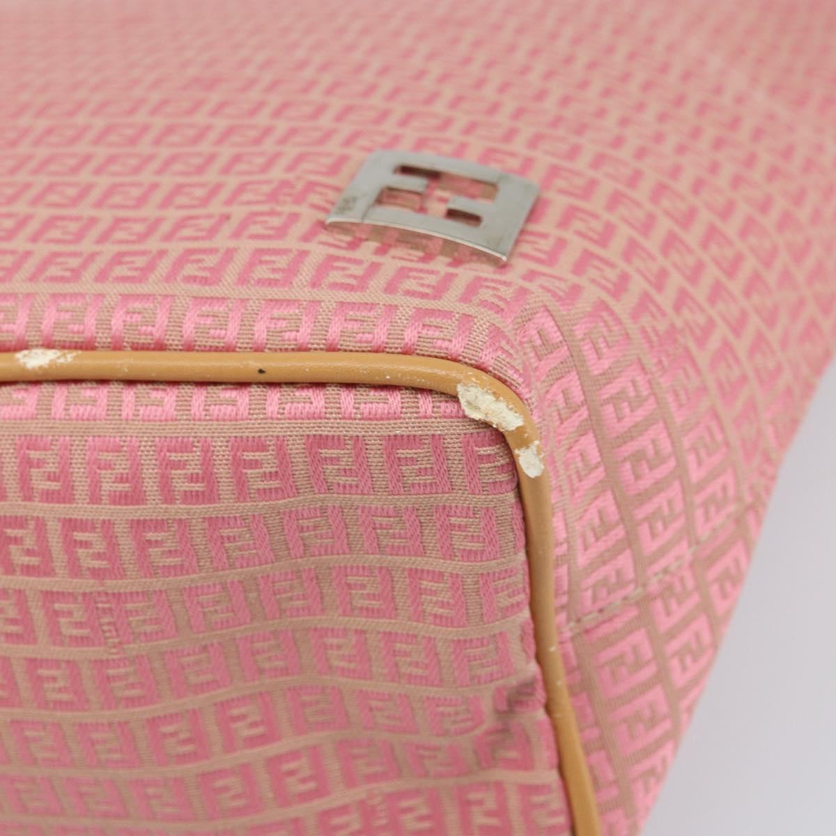 FENDI Zucchino Canvas Tote Bag Pink Silver Auth 170255