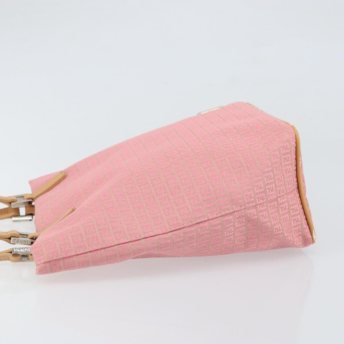 FENDI Zucchino Canvas Tote Bag Pink Silver Auth 170255