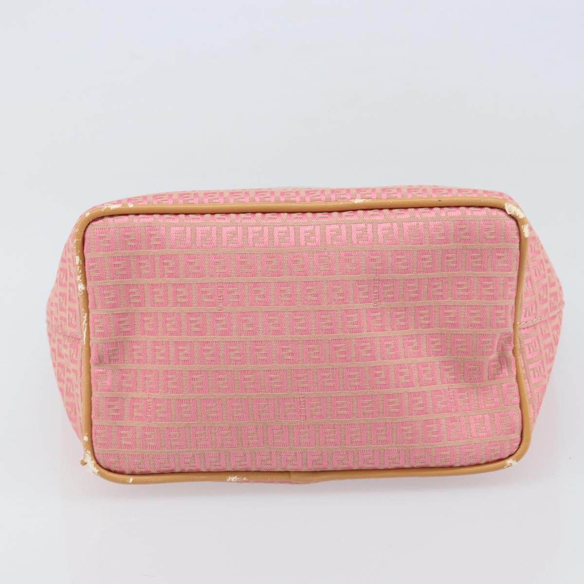 FENDI Zucchino Canvas Tote Bag Pink Silver Auth 170255