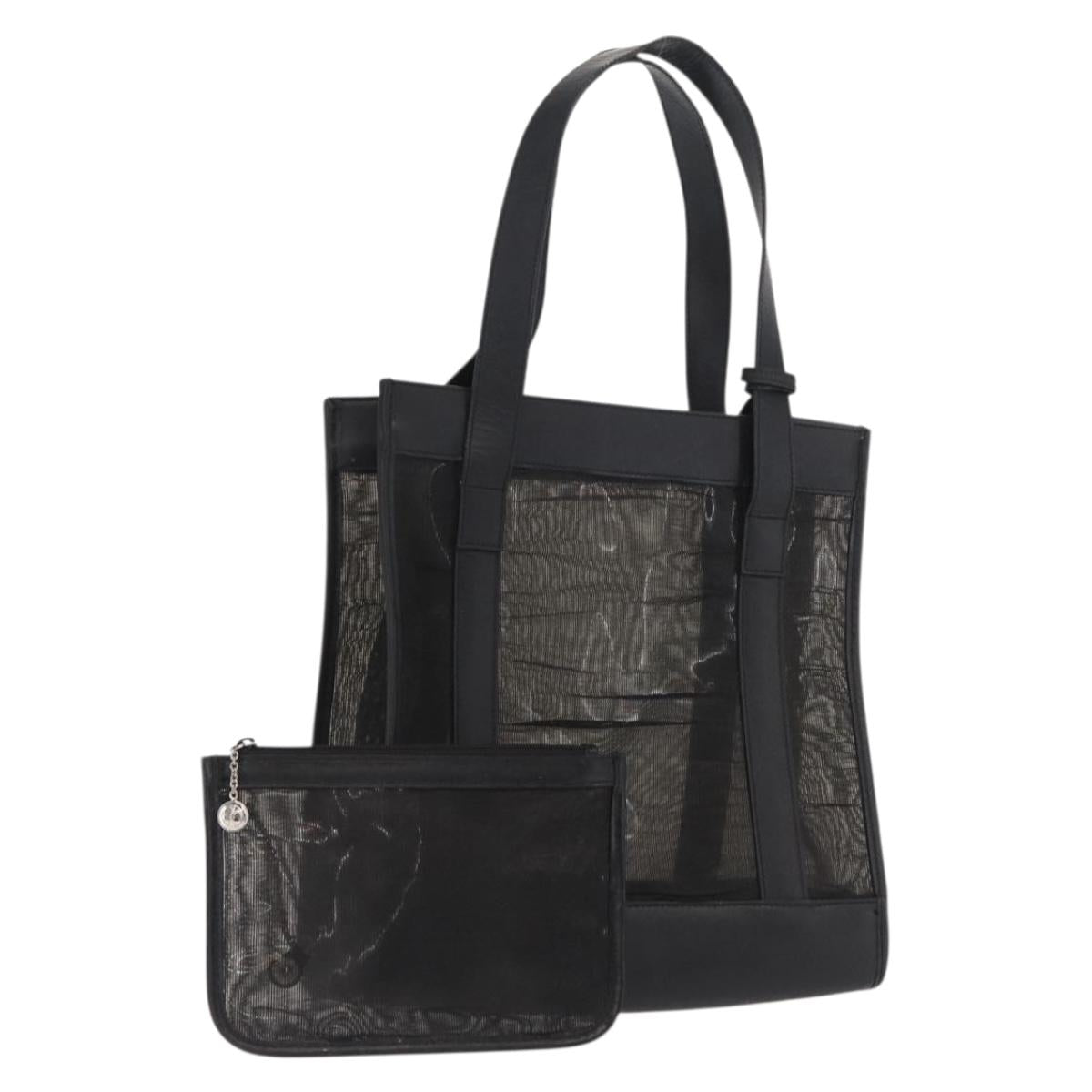 GUCCI Mesh Hand Bag Leather Black 002 1705 0405 Auth 170256
