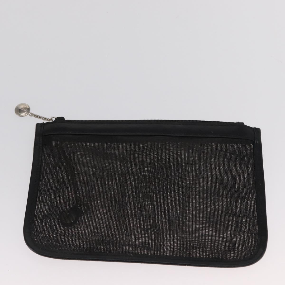 GUCCI Mesh Hand Bag Leather Black 002 1705 0405 Auth 170256