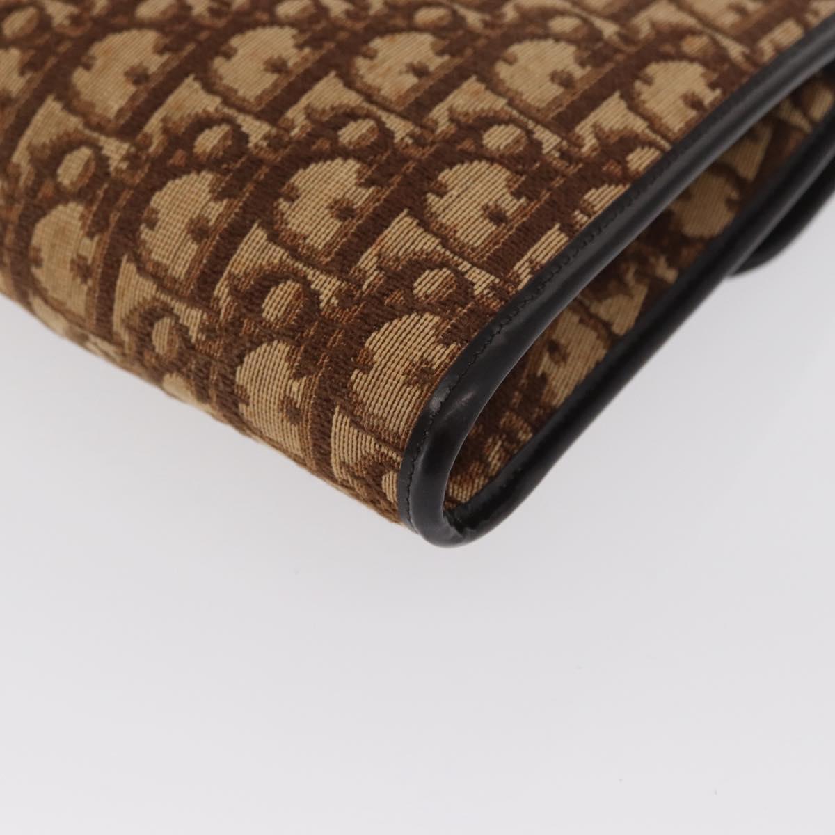 Christian Dior Chain Trotter Canvas Shoulder Bag Brown Gold Auth 170258