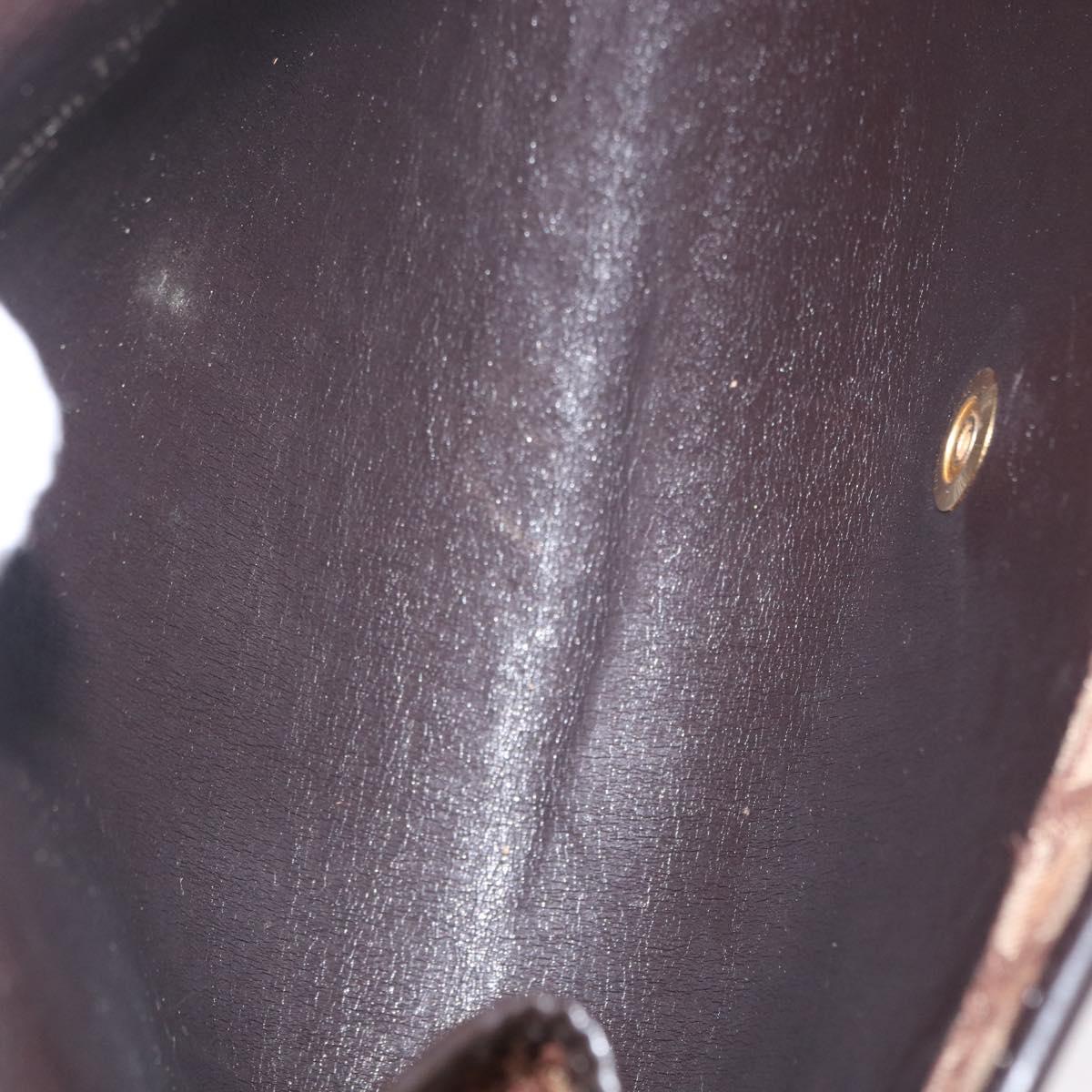 Christian Dior Chain Trotter Canvas Shoulder Bag Brown Gold Auth 170258