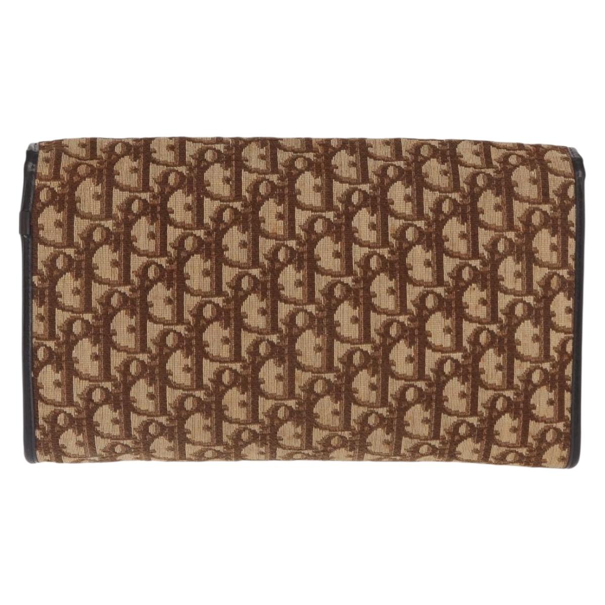 Christian Dior Chain Trotter Canvas Shoulder Bag Brown Gold Auth 170258