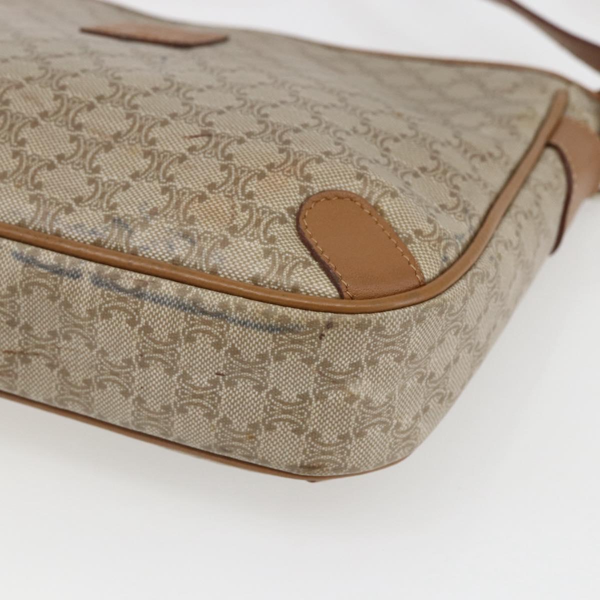 CELINE Macadam Canvas Shoulder Bag PVC Beige Auth 170260