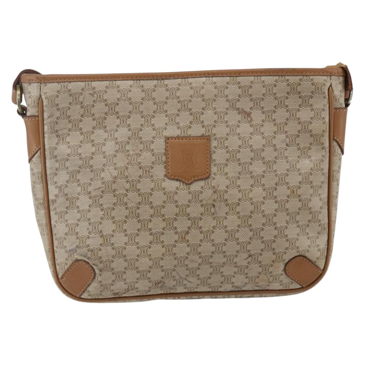 CELINE Macadam Canvas Shoulder Bag PVC Beige Auth 170260