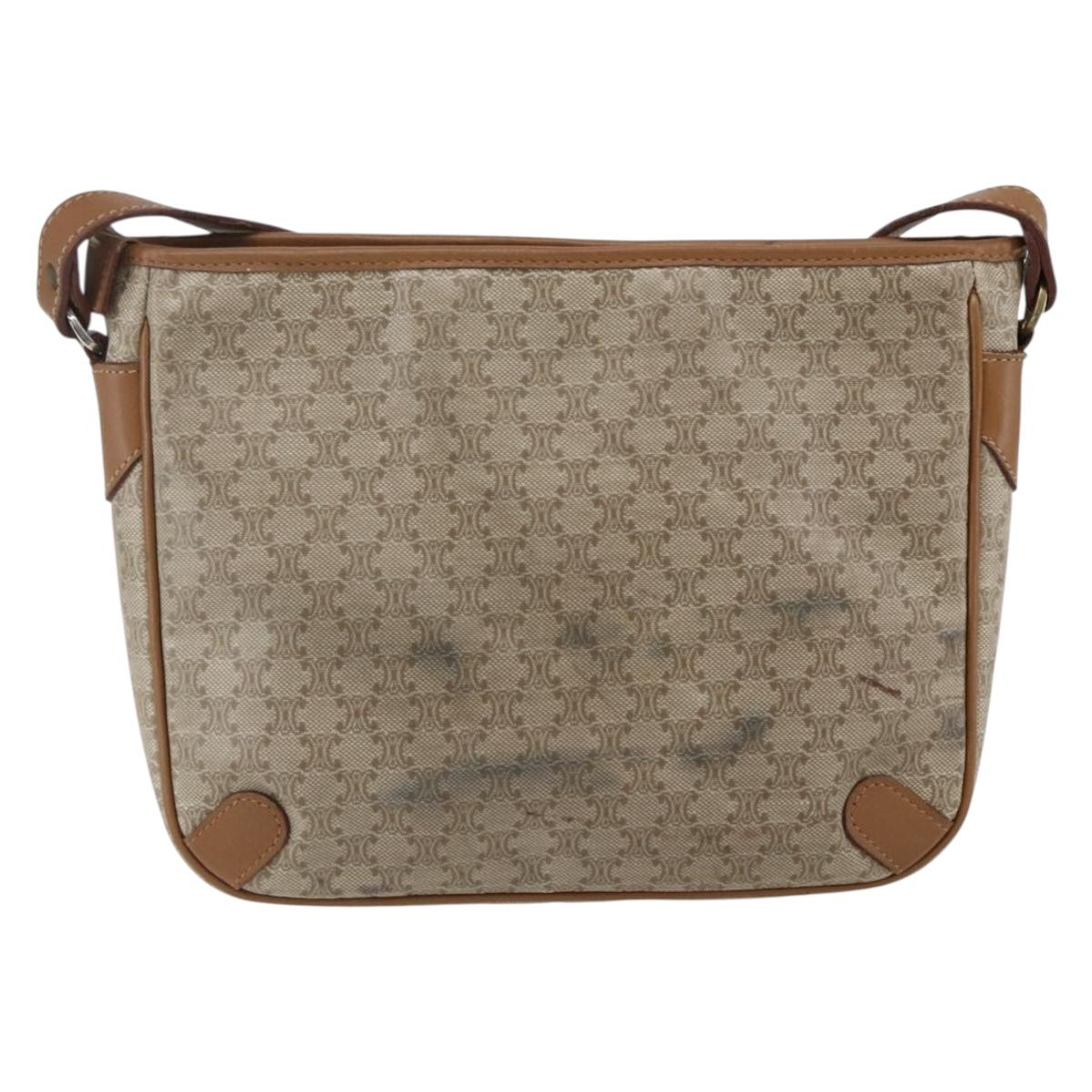 CELINE Macadam Canvas Shoulder Bag PVC Beige Auth 170260