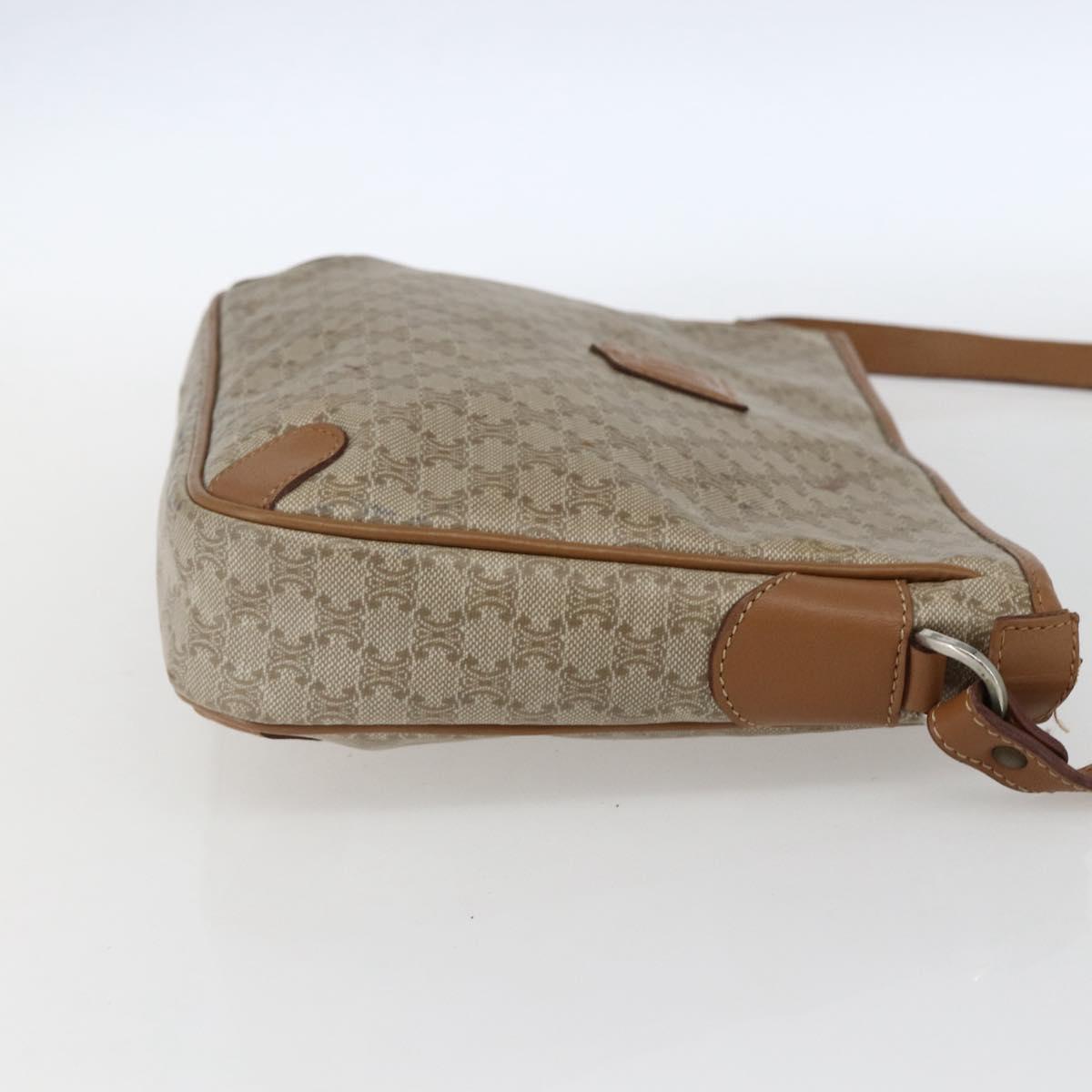 CELINE Macadam Canvas Shoulder Bag PVC Beige Auth 170260