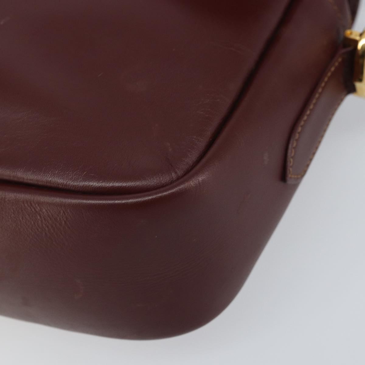CARTIER Must Line Shoulder Bag Leather Bordeaux Gold Auth 170262