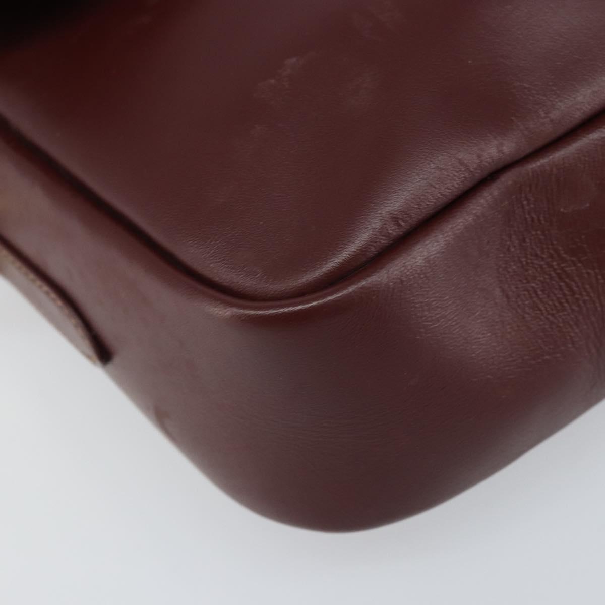 CARTIER Must Line Shoulder Bag Leather Bordeaux Gold Auth 170262