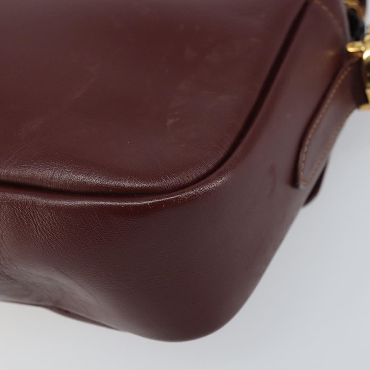 CARTIER Must Line Shoulder Bag Leather Bordeaux Gold Auth 170262