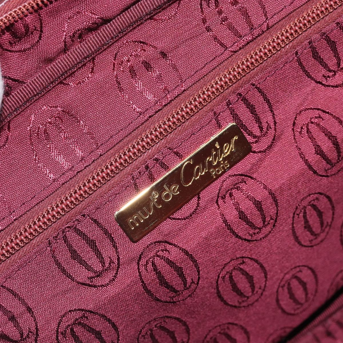 CARTIER Must Line Shoulder Bag Leather Bordeaux Gold Auth 170262
