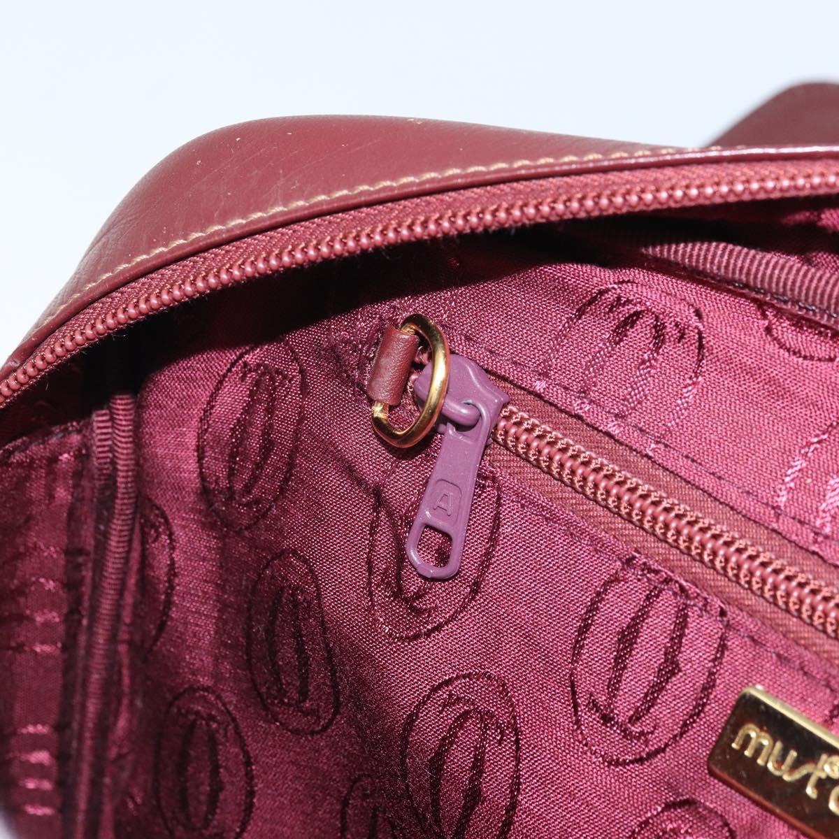 CARTIER Must Line Shoulder Bag Leather Bordeaux Gold Auth 170262