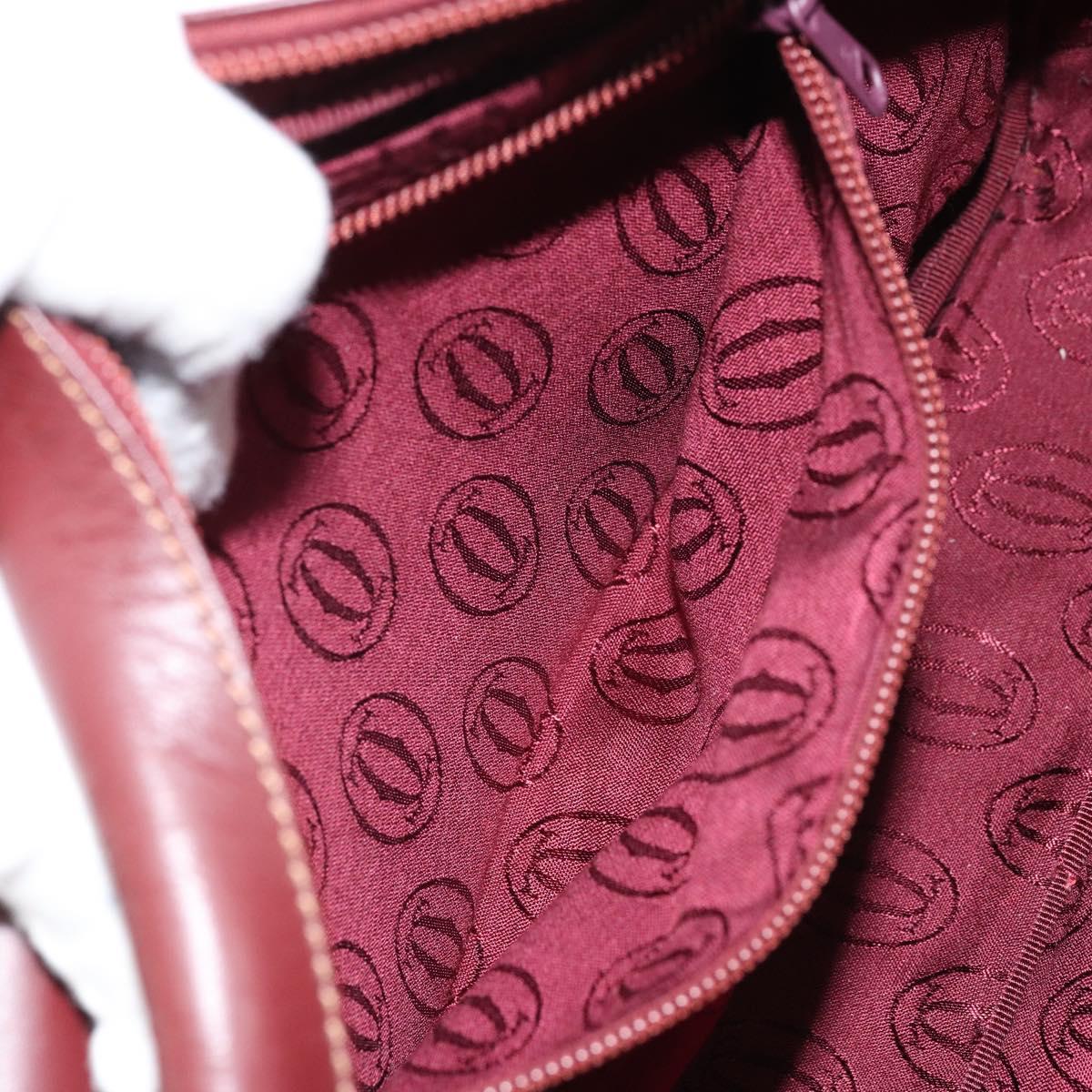 CARTIER Must Line Shoulder Bag Leather Bordeaux Gold Auth 170262