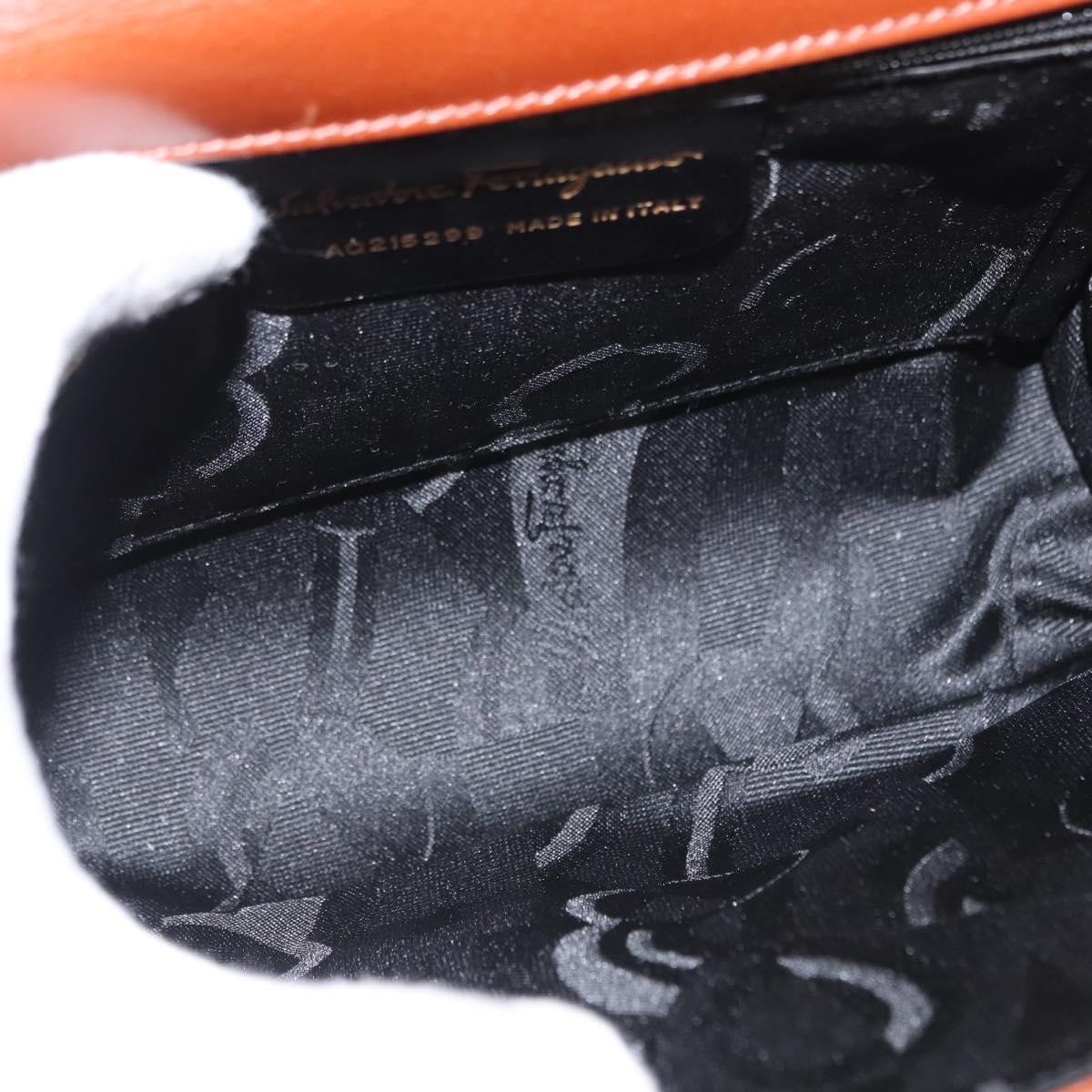 Salvatore Ferragamo Shoulder Bag Leather Brown Gold Auth 170263