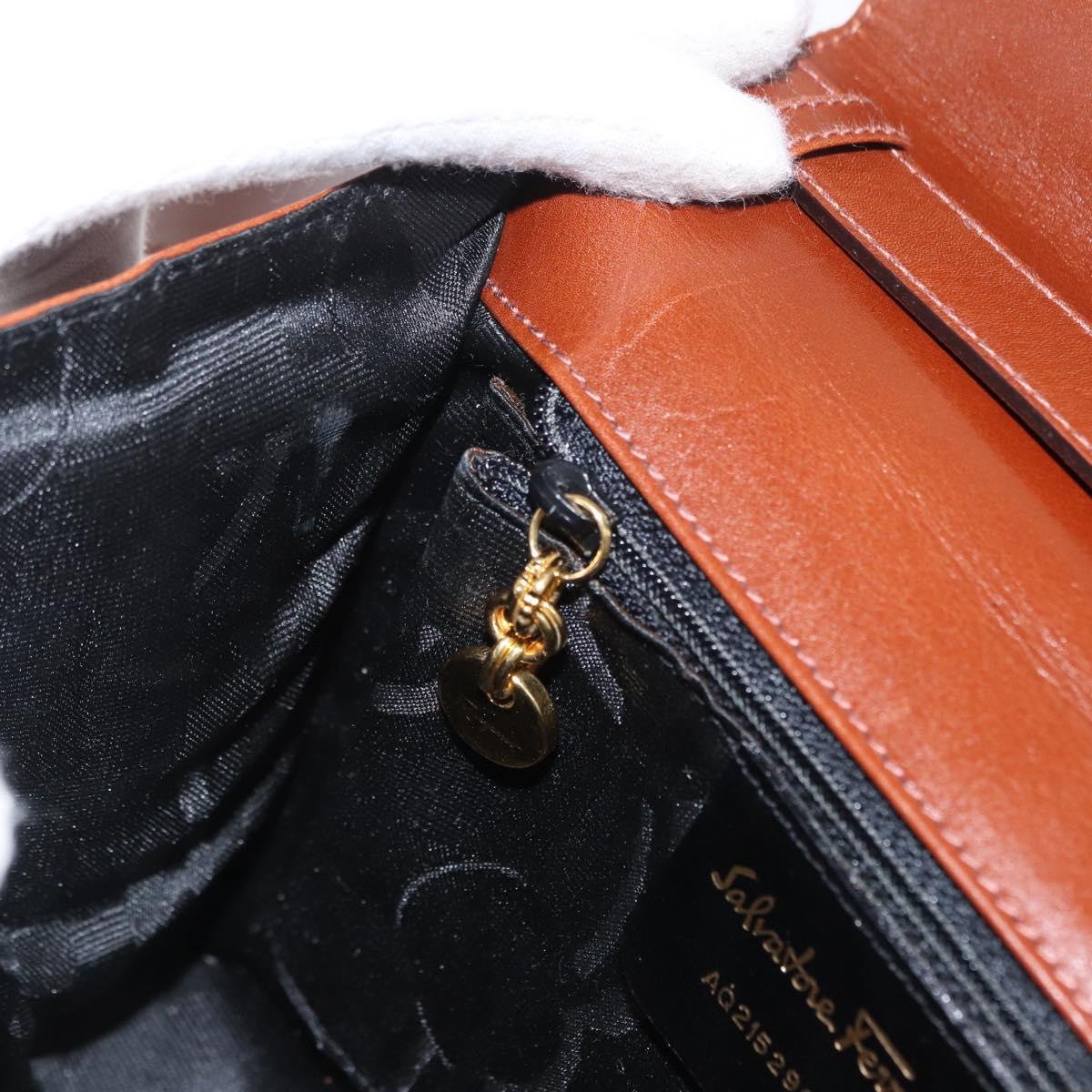 Salvatore Ferragamo Shoulder Bag Leather Brown Gold Auth 170263