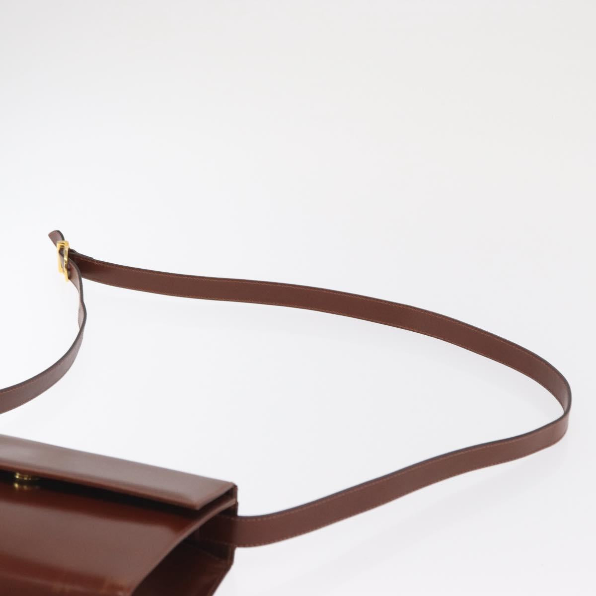 Salvatore Ferragamo Shoulder Bag Leather Brown Gold Auth 170263