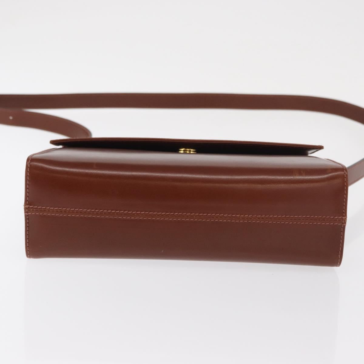 Salvatore Ferragamo Shoulder Bag Leather Brown Gold Auth 170263