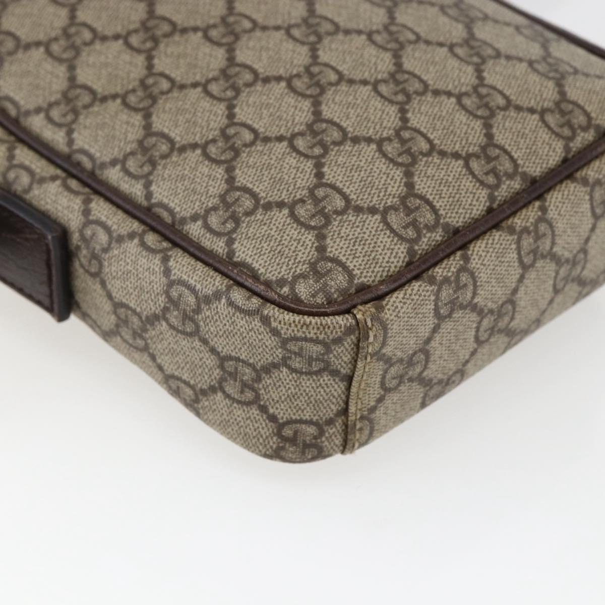 GUCCI GG Supreme Shoulder Bag PVC Beige Silver 122754 Auth 170265