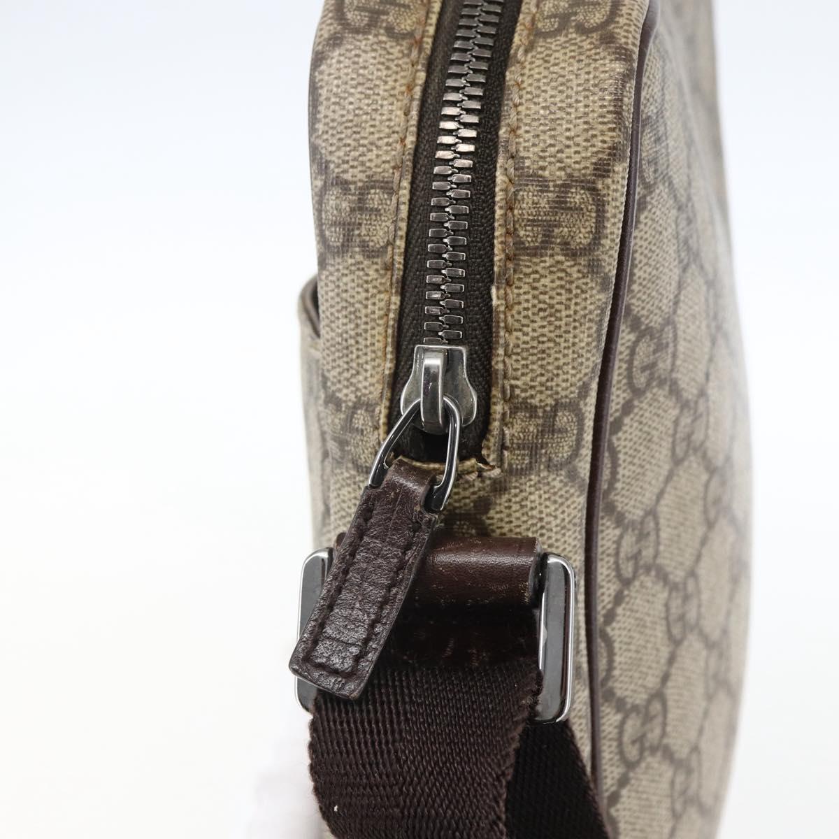 GUCCI GG Supreme Shoulder Bag PVC Beige Silver 122754 Auth 170265